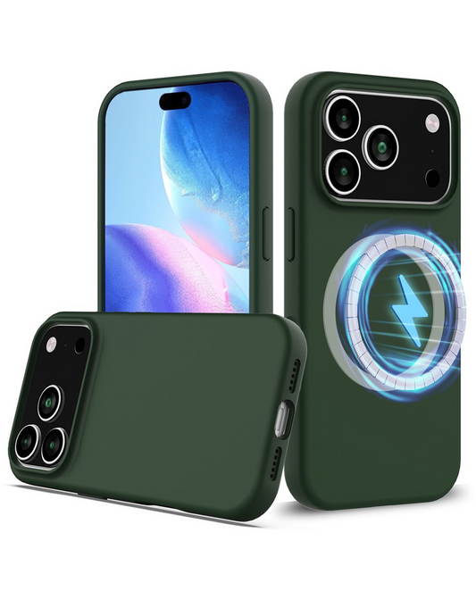 Soft Solid Silicone Case with Wireless Charging for iPhone 17 Pro Max / 18 Pro Max (GREEN)