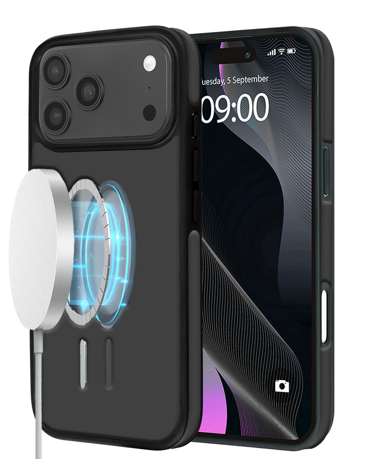 Printing Design Wireless Charging Case for iPhone 17 Pro Max / 18 Pro Max (BLACK)