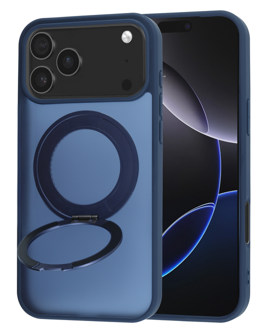 New 360 Ring Kickstand Magnetic Case for iPhone 17 Pro Max / 18 Pro Max (NAVY)