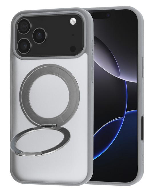 New 360 Ring Kickstand Magnetic Case for iPhone 17 Pro Max / 18 Pro Max (GRAY)