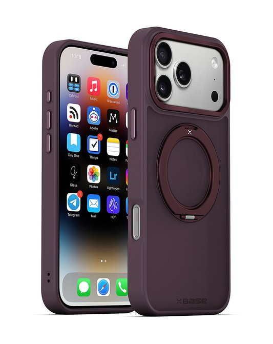 xBase by PowerPeak DuoHybrid with Kickstand MagSafe Protective Case (Black & Cherry) for iPhone 17 Pro Max / 18 Pro Max