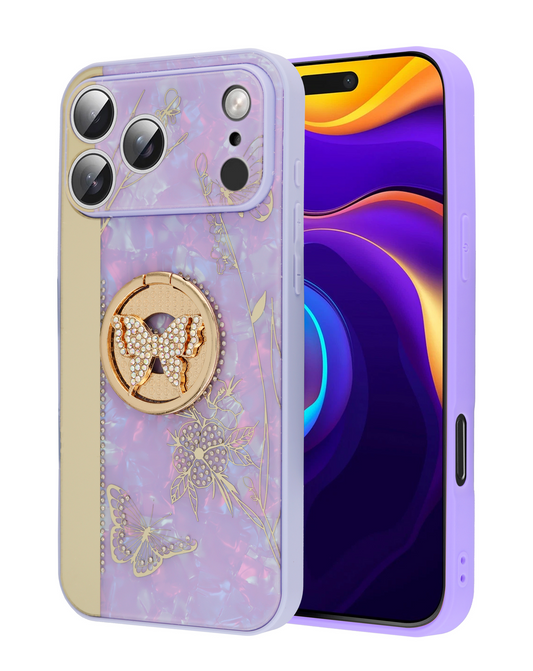 Luxury Printed Ring Holder Case for iPhone 17 Pro Max / 18 Pro Max (PURPLE DREAMCATCHER)