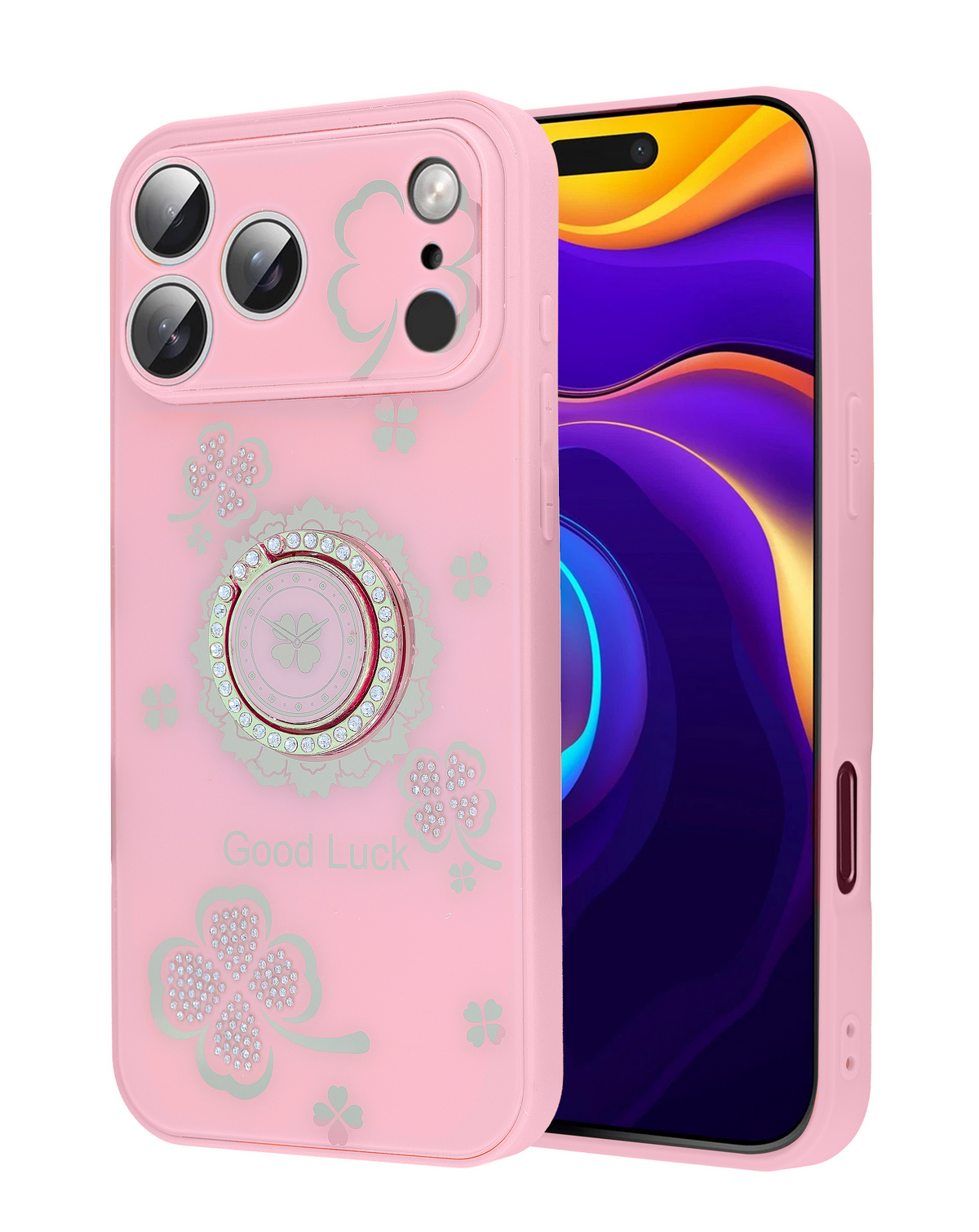 Luxury Printed Ring Holder Case for iPhone 17 Pro Max / 18 Pro Max (PINK MANDALA)