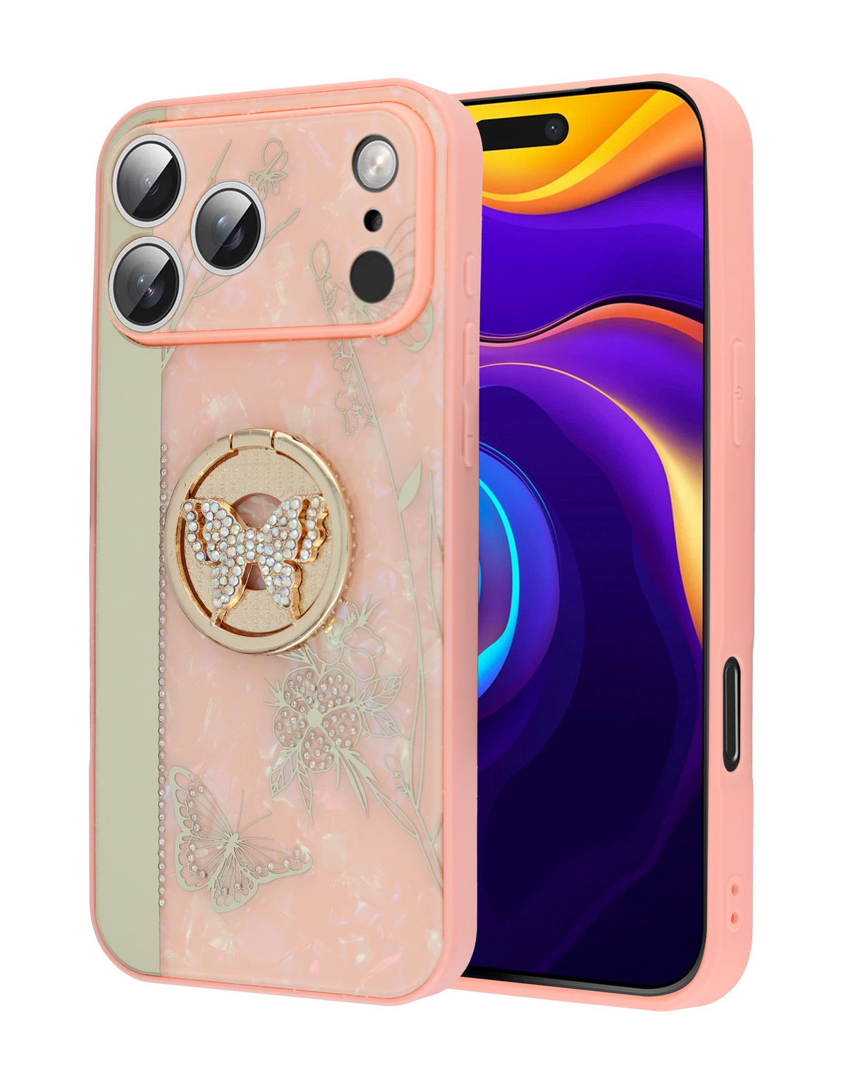 Luxury Printed Ring Holder Case for iPhone 17 Pro Max / 18 Pro Max (PINK DREAMCATCHER)