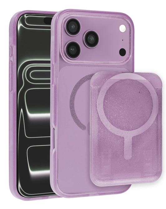Glitter Magnetic Case with Wallet Slot for iPhone 17 Pro Max / 18 Pro Max (PURPLE)