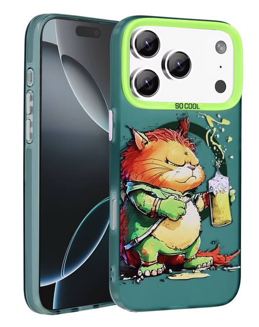 Animal Graffiti Design Wireless Charging Case for iPhone 17 Pro Max / 18 Pro Max (ORANGE HOODED CREATURE)