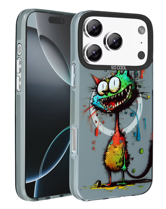 Animal Graffiti Design Wireless Charging Case for iPhone 17 Pro Max / 18 Pro Max (GREEN TRICKSTER)
