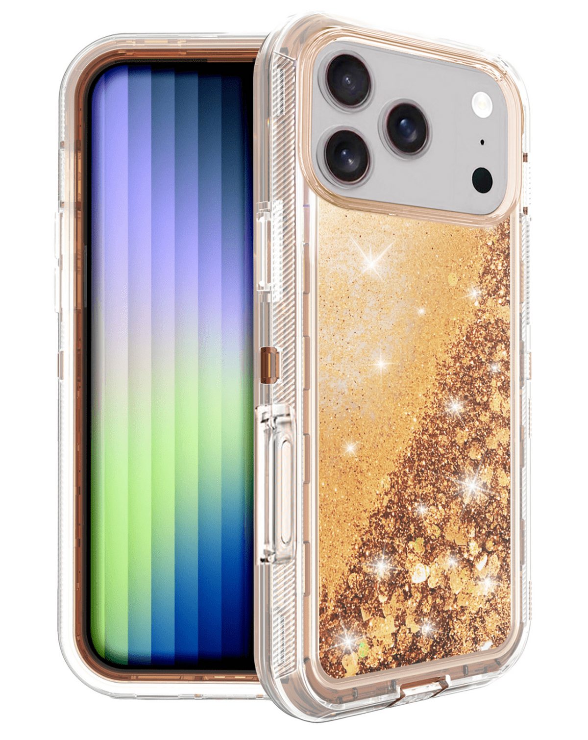 Protective Glitter Liquid Bumper Case for iPhone 17 Pro Max / 18 Pro Max (ROSE GOLD)