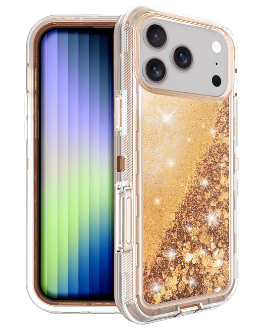 Protective Glitter Liquid Bumper Case for iPhone 17 Pro Max / 18 Pro Max (ROSE GOLD)