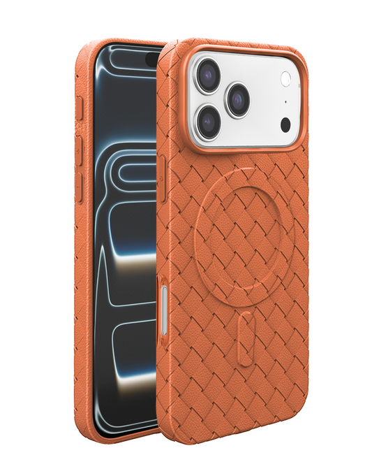 Woven Pattern MagSafe Case for iPhone 17 Pro Max / 18 Pro Max (ORANGE)