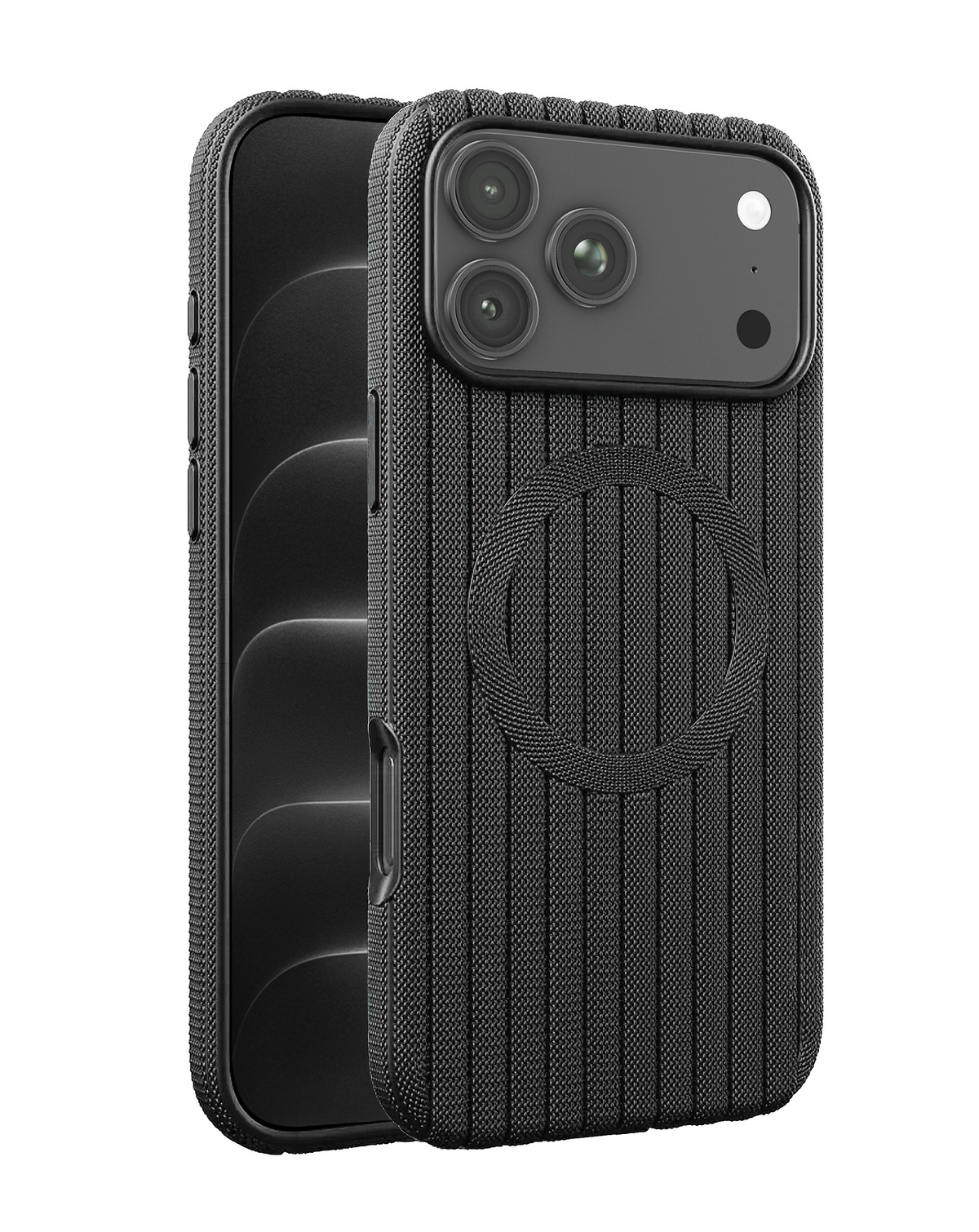 Vertical Line Texture MagSafe Case for iPhone 17 Pro Max / 18 Pro Max (BLACK)