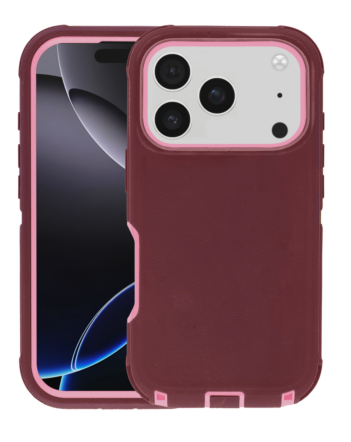 Heavy Duty Case for iPhone 17 Pro Max / 18 Pro Max (MAROON/ PINK)