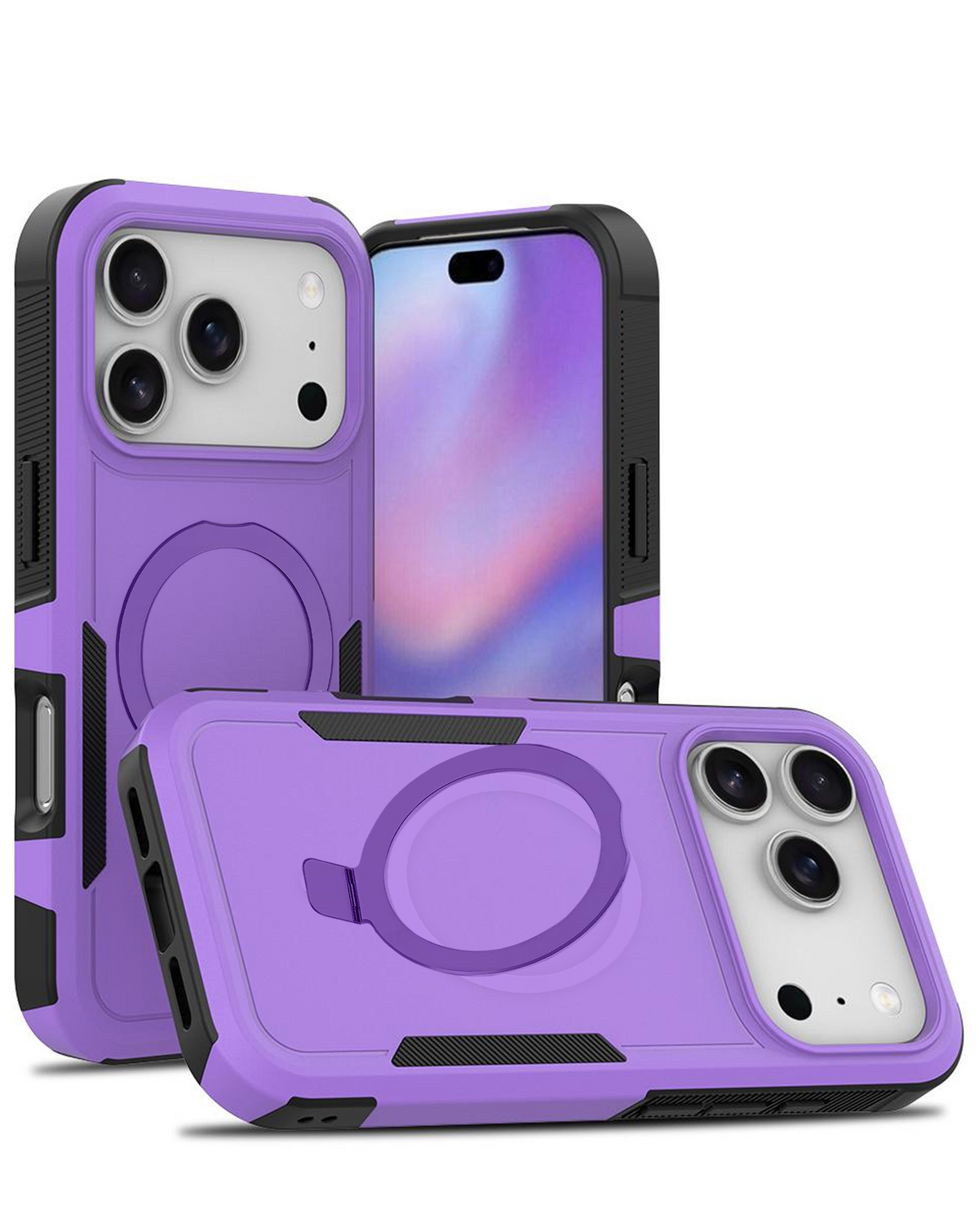 Protective Hybrid Magnetic 360 Ring Case for iPhone 17 Pro Max / 18 Pro Max (PURPLE)