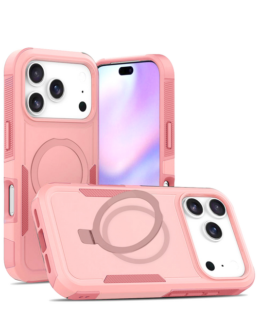 Protective Hybrid Magnetic 360 Ring Case for iPhone 17 Pro Max / 18 Pro Max (PINK)