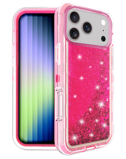 Protective Glitter Liquid Bumper Case for iPhone 17 Pro Max / 18 Pro Max (HOT PINK)