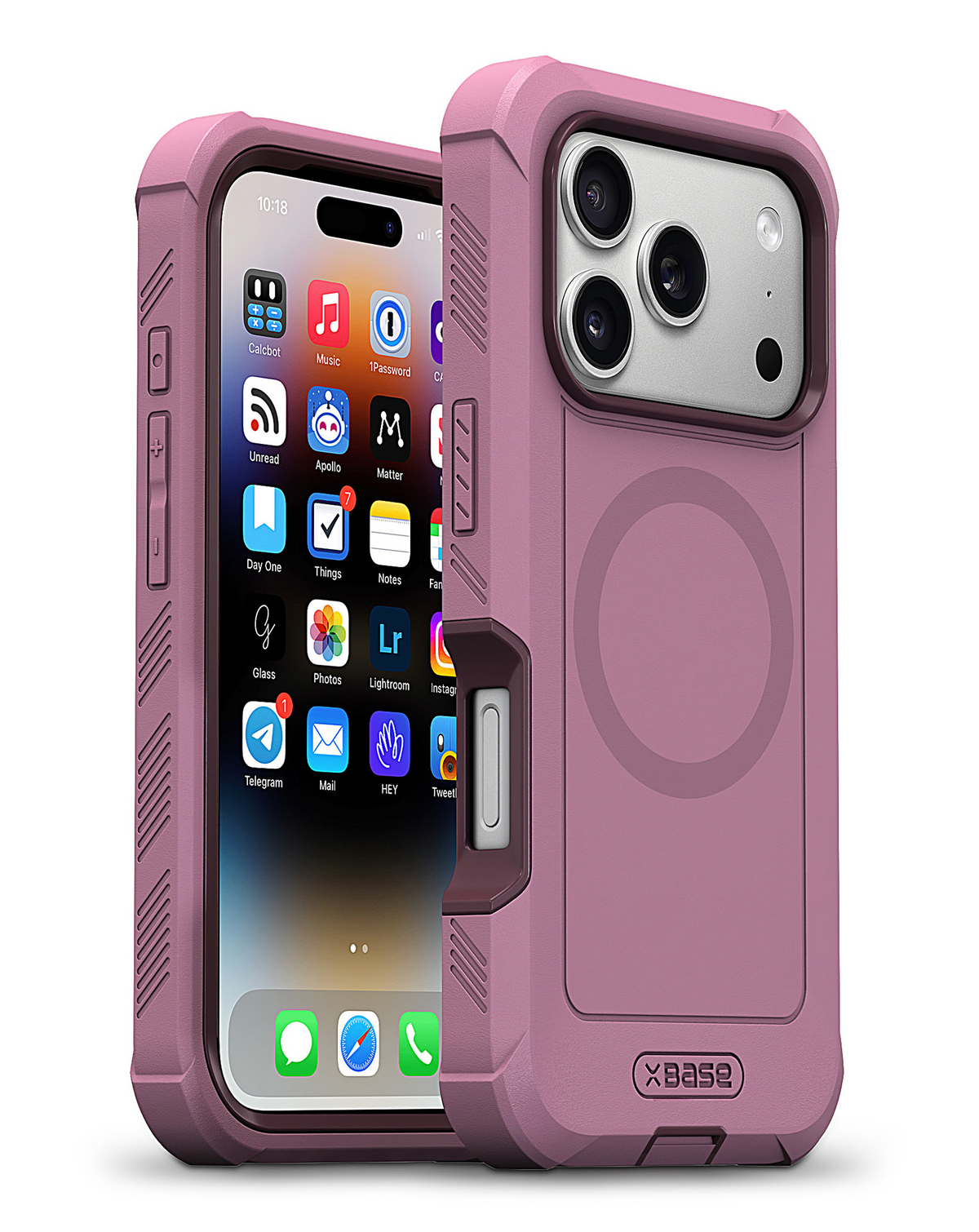 xBase by PowerPeak Boulder Heavy-Duty MagSafe Protective Case for iPhone 17 Pro Max / 18 Pro Max (Sugar Plum)
