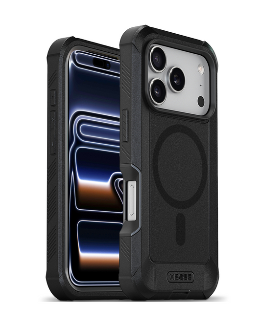 xBase by PowerPeak MagSafe Heavy Duty Case with Belt Clip (Black) for iPhone 17 Pro Max / 18 Pro Max
