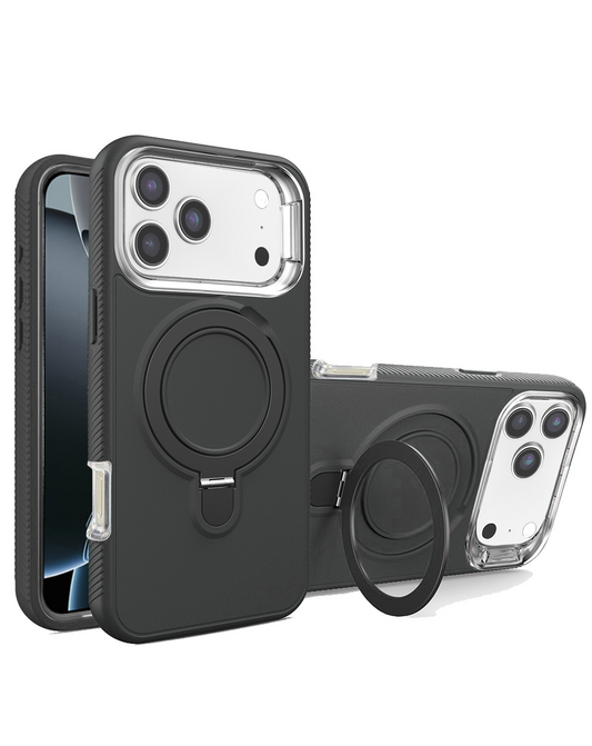 Support Heavy Duty Case with Wireless Charging Kickstand (Black) for iPhone 17 Pro Max / 18 Pro Max