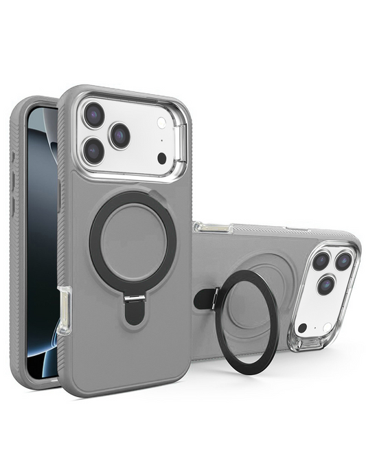 Support Heavy Duty Case with Wireless Charging Kickstand (Gray) for iPhone 17 Pro Max / 18 Pro Max