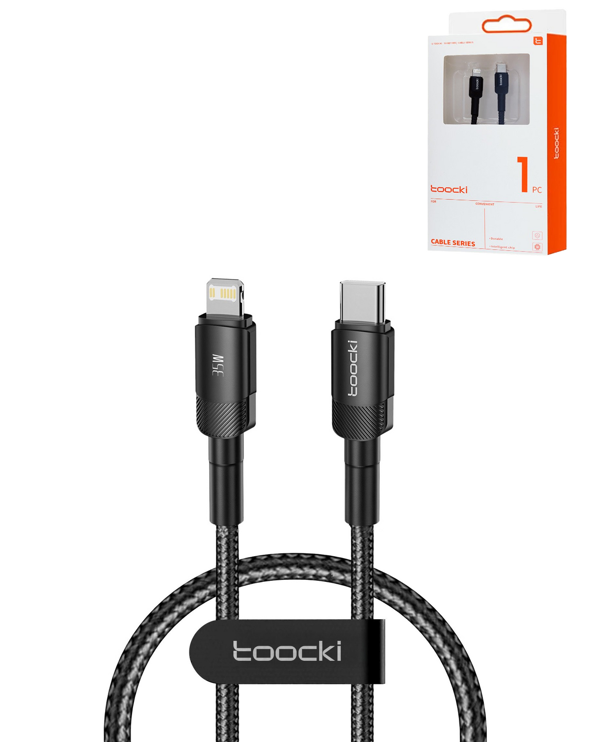 Toocki USB C-L Non-MFI Fast Charging Data Cable (BLACK) (3ft) (20W)