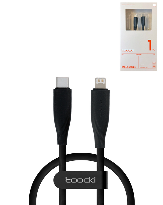 Toocki USB C-L Non-MFI Fast Charging Data Cable (BLACK) (3ft) (20W)
