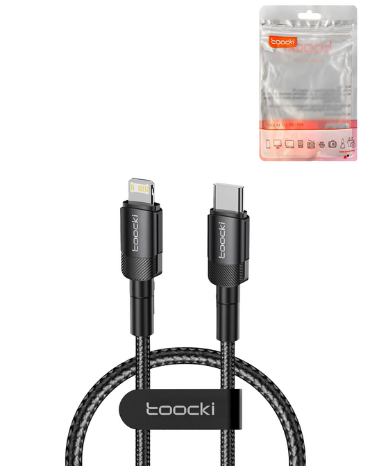 Toocki USB C-L Non-MFI Fast Charging Data Cable (GRAY / BLACK) (3ft) (20W)