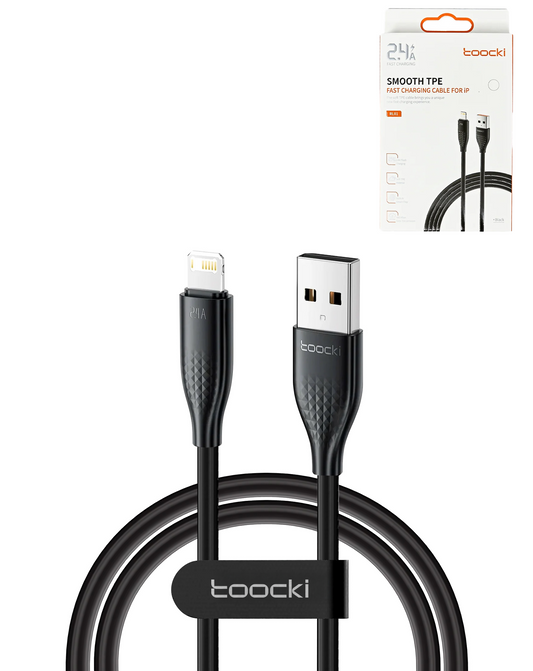 Toocki USB A-L Non-MFI Fast Charging Data Cable (BLACK) (6ft) (20W)