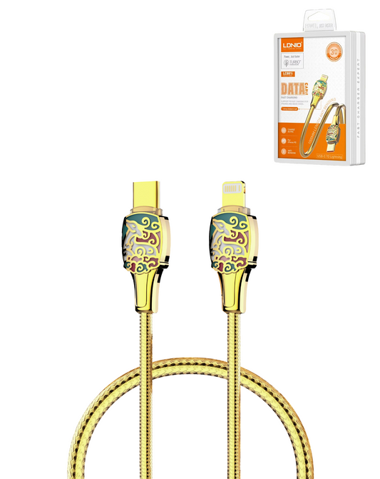LDNIO LC881i PD-3.1 USB C-L Non-MFI Fast Charging Cable (GOLD) (3ft) (30W)