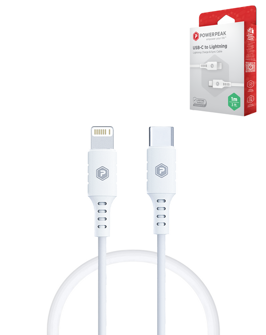 PowerPeak USB C-L Cable NON MFI (WHITE) (3ft) (18W)