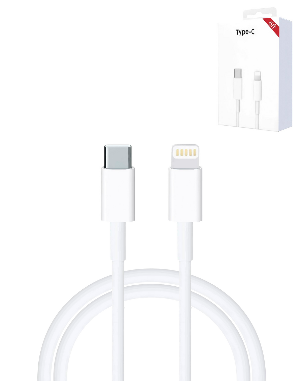 USB C-L Non-MFI Charging Data Cable (6ft) (27W)