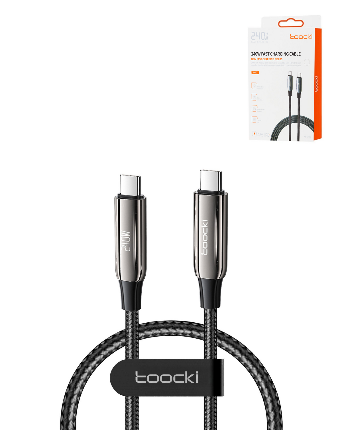 Toocki USB C-C Super Fast Braided Charging Data Cable for TV / Laptop / Robot / SmartPhone / Tablets (3ft) (240W)