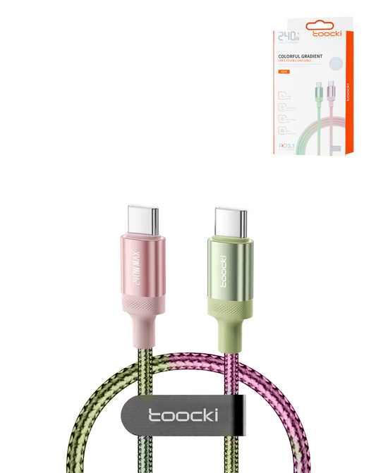 Toocki USB C-C Super Fast Charging Data Cable with Display (Colorful) (240W) (3ft)