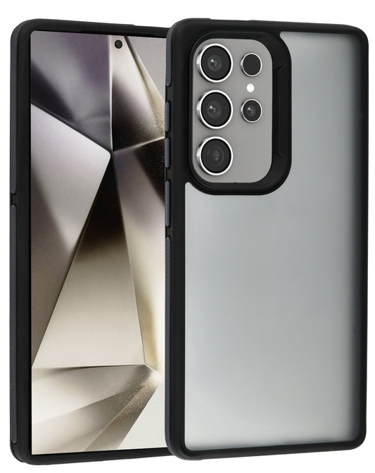 Galaxy S25 Ultra Matte Silicone Frame Shockproof Case - BLACK