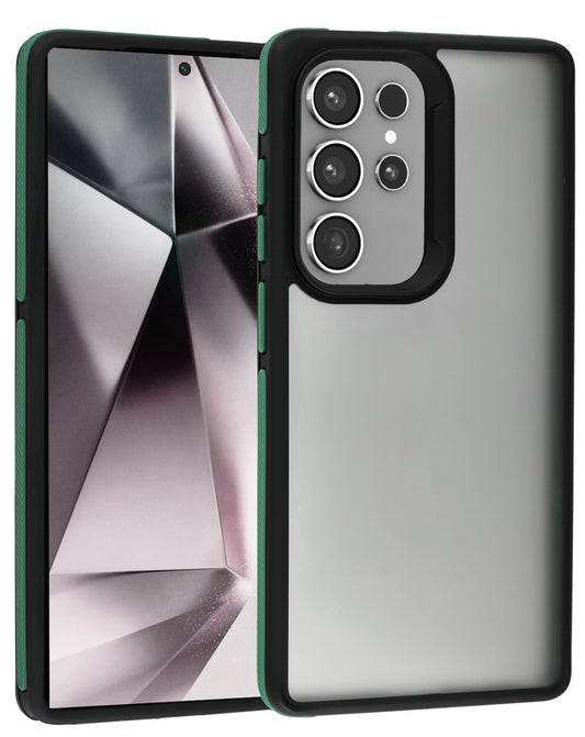 Galaxy S25 Ultra Matte Silicone Frame Shockproof Case - GREEN