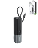 Esoulk 3-in-1 Portable Charger - 5,000 mAh Power Bank with Built-in USB-C Cable and Foldable AC Plug