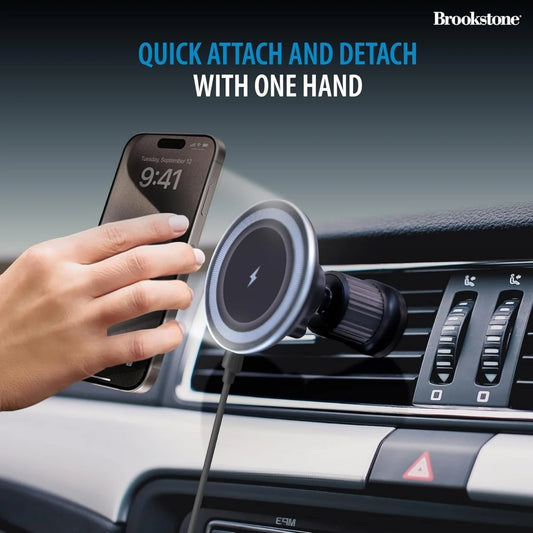 Brookstone 15W Wireless Charging Car Vent Mount with MagSafe Compatibility