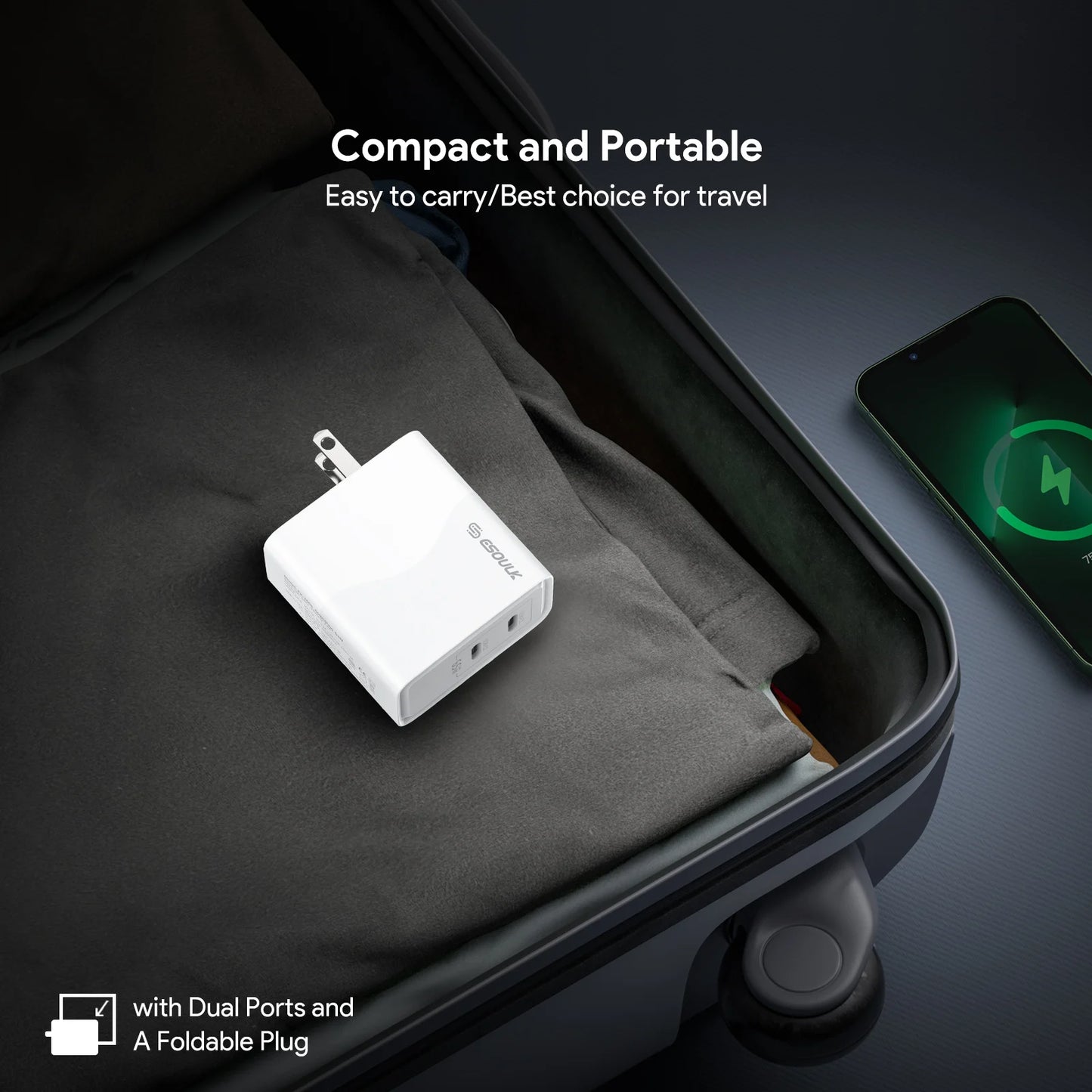 ESOULK 65W Dual USB-C GaN Wall Charger