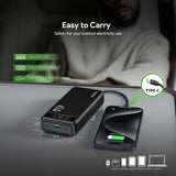 Esoulk 20000mAh Power Bank with Built-in USB-C Cable - 45W PD Fast Charging
