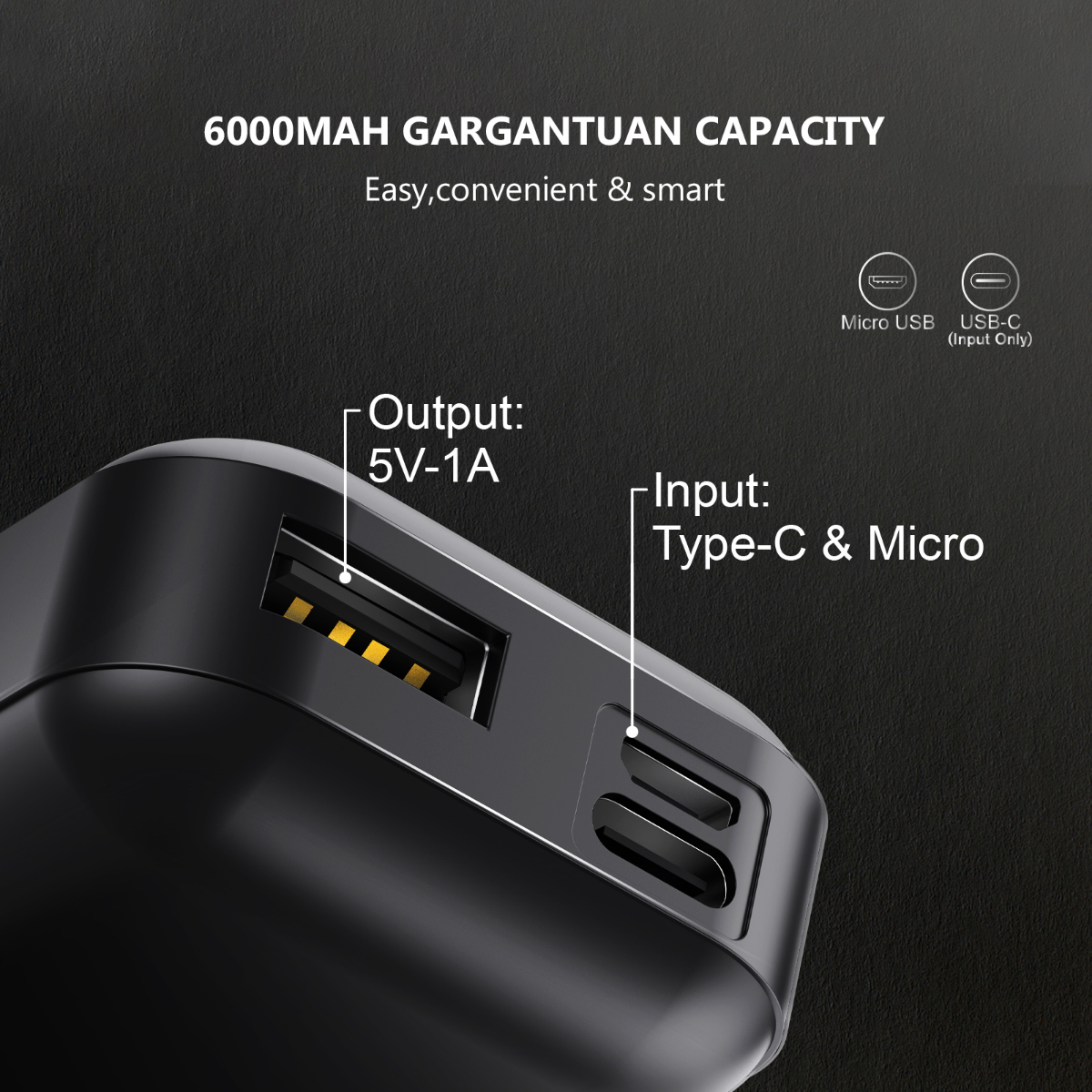 Esoulk 6000mAh Ultra-Compact Power Bank - Universal Compatibility