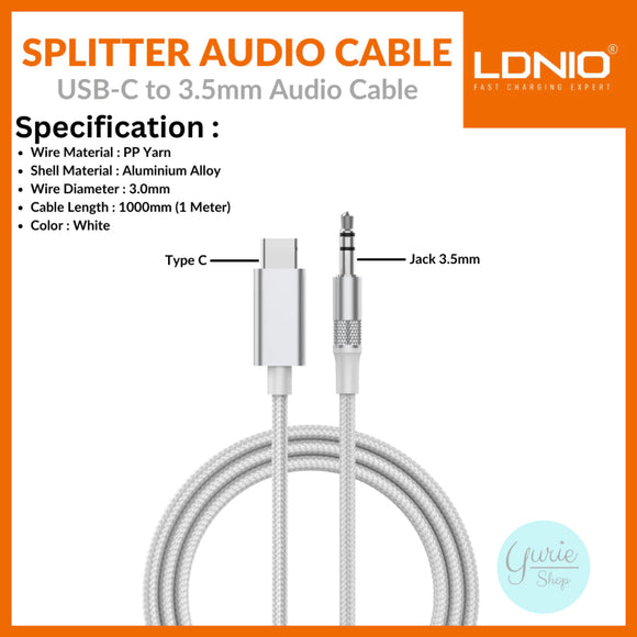 LDNIO USB-C to 3.5mm Audio Cable – High-Quality Splitter Cable