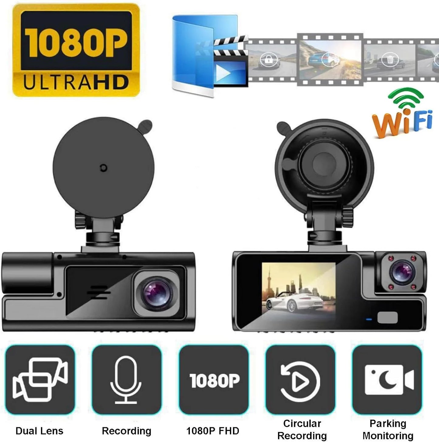Night Vision Full HD Dash Cam with (1800 mAh) Battery