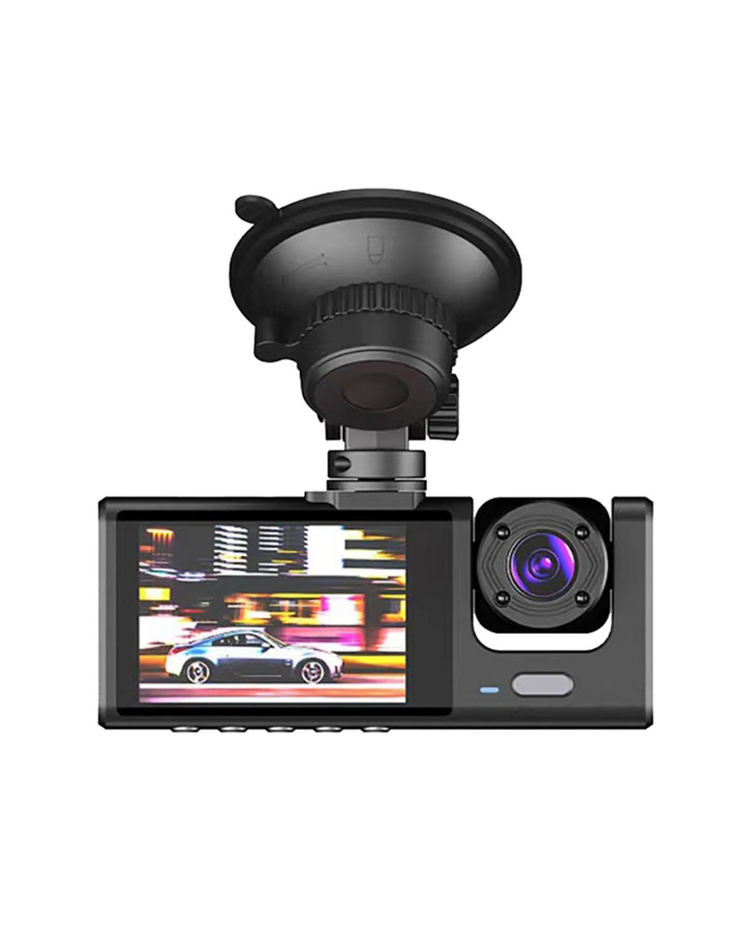 Wide Angle Full HD Dash Cam with (180 mAh) Battery (1280*720P / 30FPS) (Front / In-Cabin / Tail Camera)