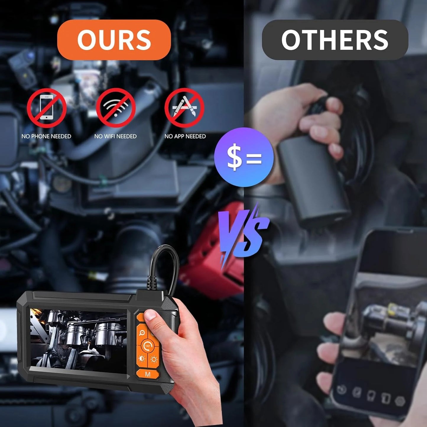 Borescope / Endescope Camera with 4.3'' Led Screen IP67 Water Resistance