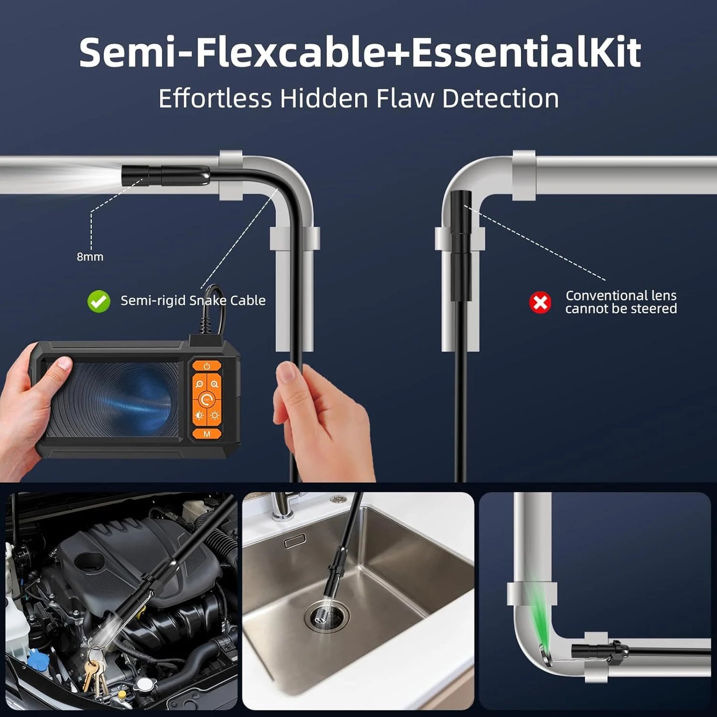 Borescope / Endescope Camera with 4.3'' Led Screen IP67 Water Resistance