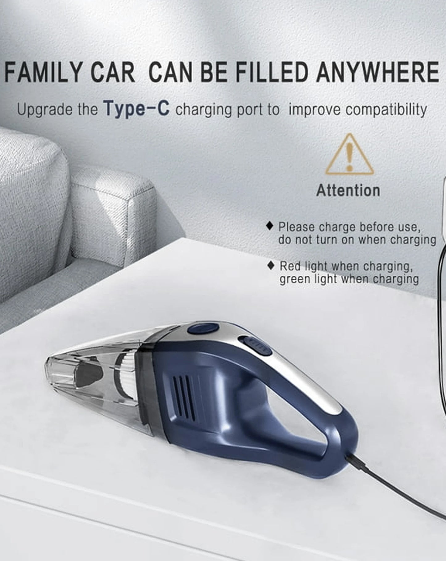 Cordless Strong Suction Car Vacuum Cleaner