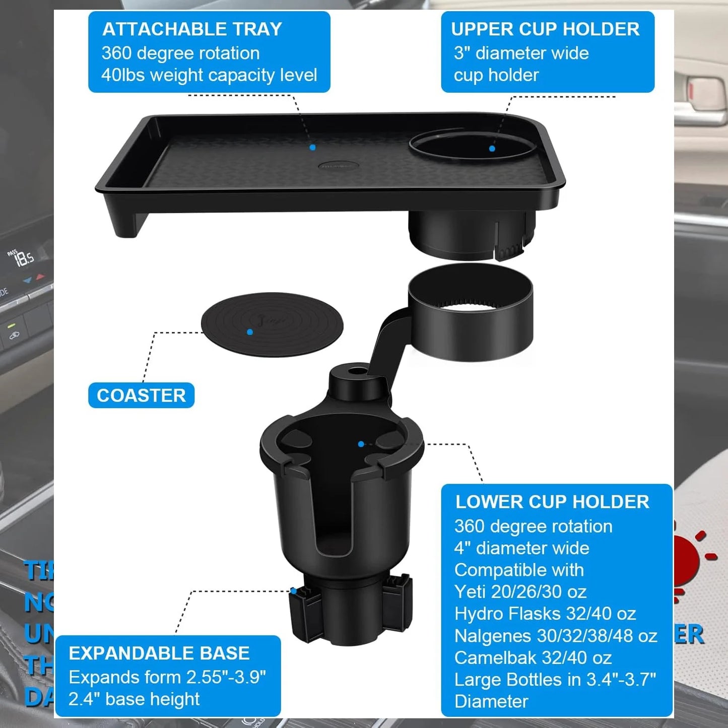 Rotating Steering Wheel Table Uber / Lyft Users