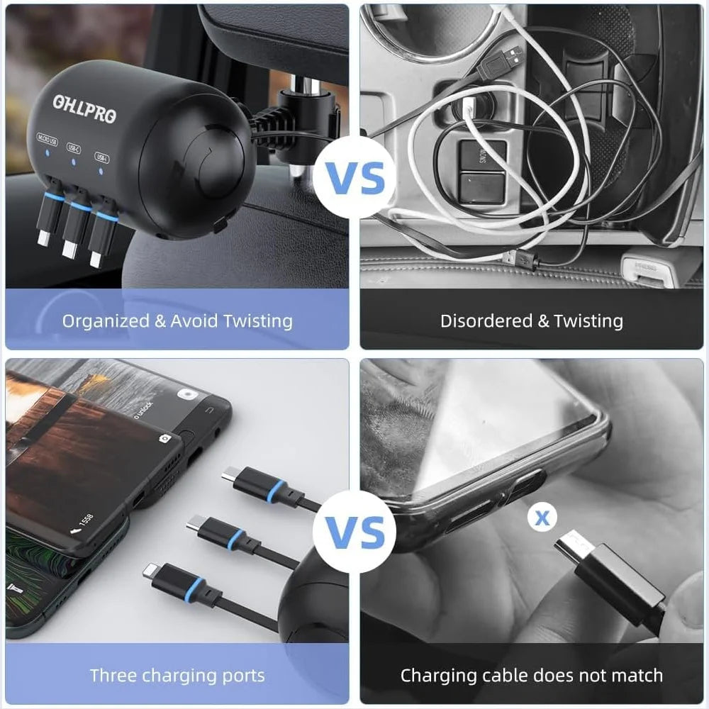 Head-Rest Located Car Charger for Uber / Lyft Users