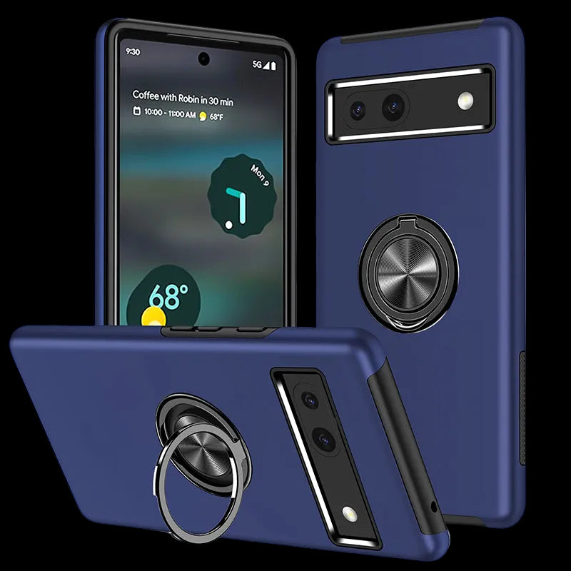 Google Pixel 7a Dual Layer Magnetic Hidden Ring Case Blue