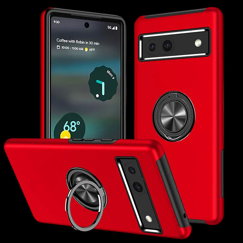 Google Pixel 7a Dual Layer Magnetic Hidden Ring Case Red (Copy)