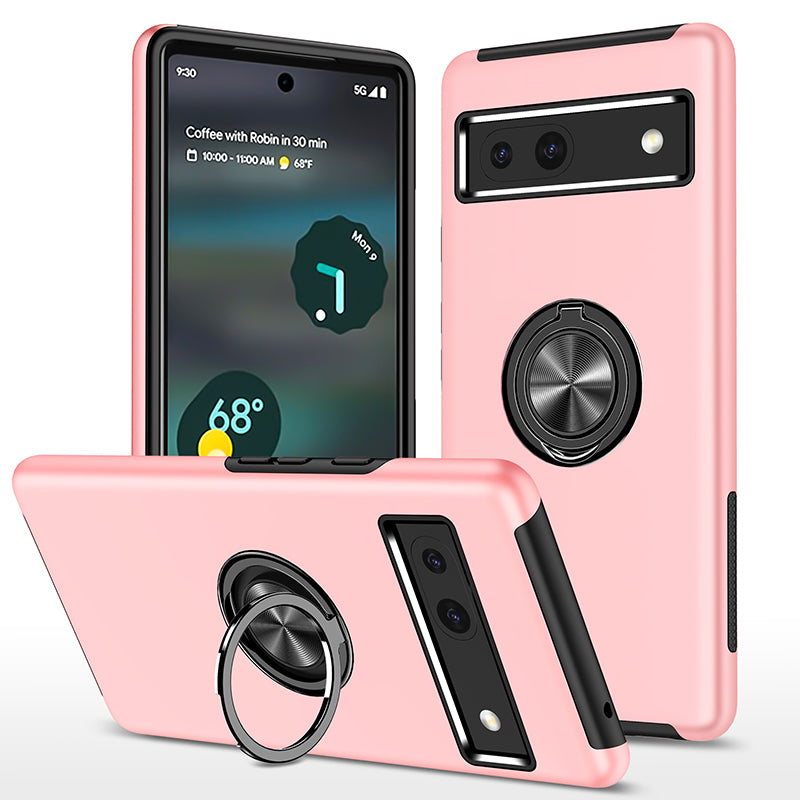 Google Pixel 7a Dual Layer Magnetic Hidden Ring Case Rose Gold